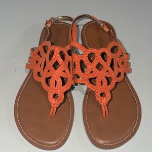 Kelly & Katie Orange Cutout Thong Sandals NWOT